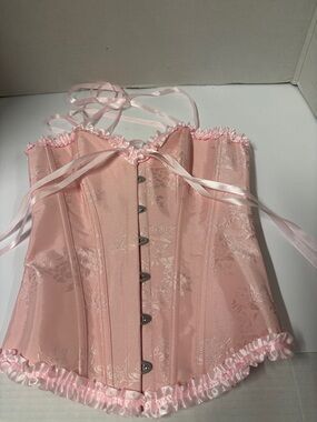 Pink Satin Lace-Up Corset Bustier - Women Intimates